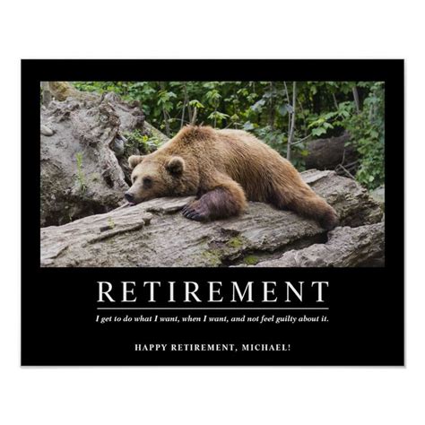 Personalized Cool Relaxing Bear Custom Retirement Poster Zazzle Bear Personalised