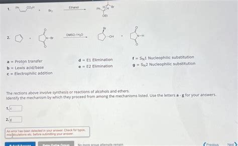 Solved A Proton Transfer D E Elimination F Sn Chegg