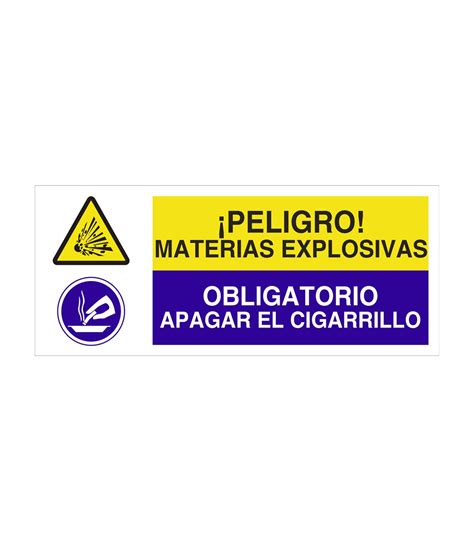 Señal De Peligro Materias Explosivas Obligatorio Apagar El Cigarrillo