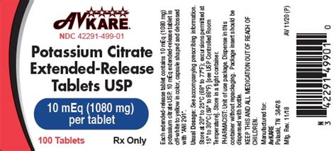 Potassium Citrate Tablet Extended Release