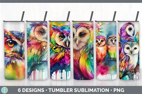 Rainbow Owl Tumbler Sublimation Bundle By Enliven Designs Thehungryjpeg