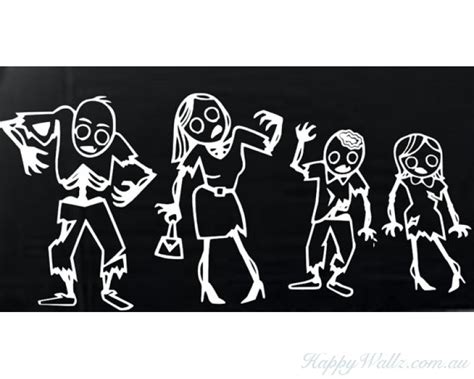 Zombie Family Stick Figures Car Decals