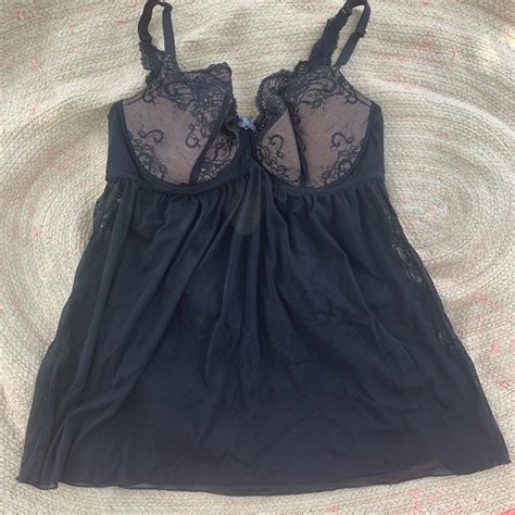 Adore Me Black Lingerie Slip Dress Gem