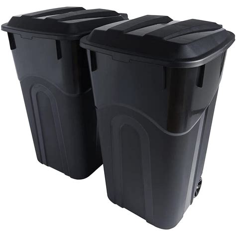 United Solutions Gal Wheeled Outdoor Garbage Can In Black Pack