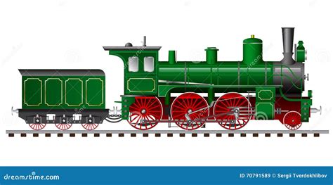 Green Steam Locomotive with Tender Stock Vector - Illustration of ...