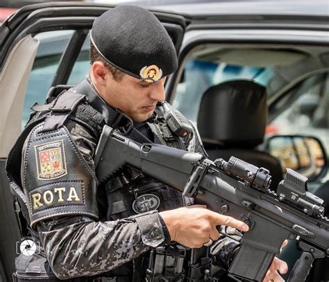 Brazilian Rota Officer With His Fn Scar 5 56 During Urban Patrol In São Paulo 1st Shock