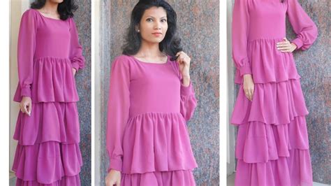 4 Layer Frilled Frock Cutting And Stitching Malayalam YouTube