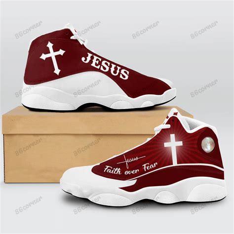 Jesus Cross Faith Over Fear Red Shoes Sneakers – Pixeltee