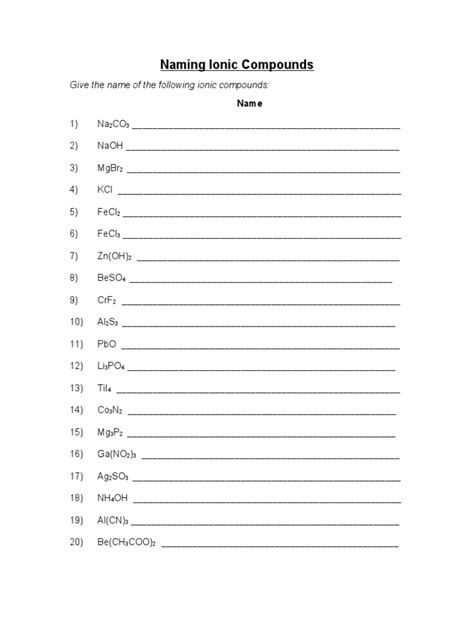 Naming Ionic Compounds Pdf Chemical Substances Aluminium