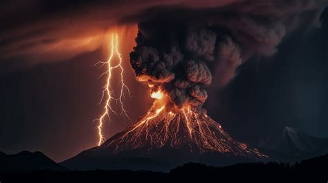 Download Erupting Volcano, Lightning, Storm. Royalty-Free Stock ...