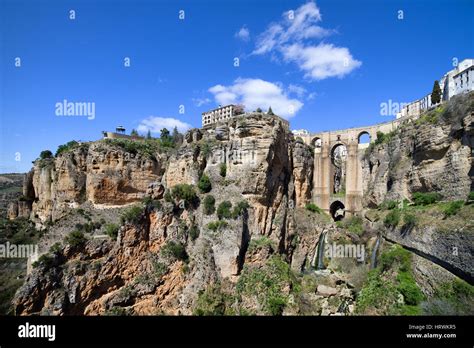 Andalusia Landscape With High Cliffs Of El Tajo Gorge Puente Nuevo