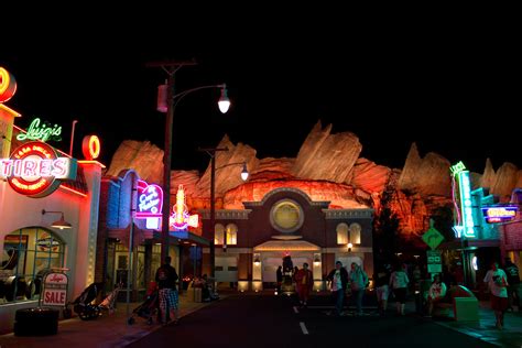 Cars Land At Night Cars Land Is Amazingly Beautiful At Nig Flickr