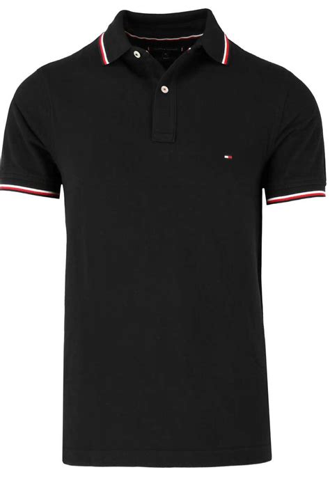 Tommy Hilfiger Slim Fit Polo Shirt Zwart Effen