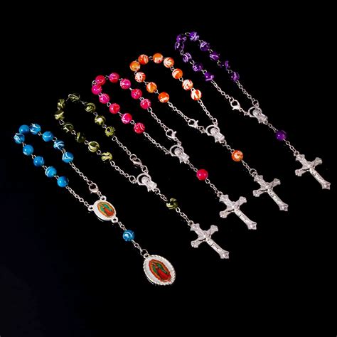 48 Pieces Religious Bracelet Crystal Beads Rosary Pink Rosary