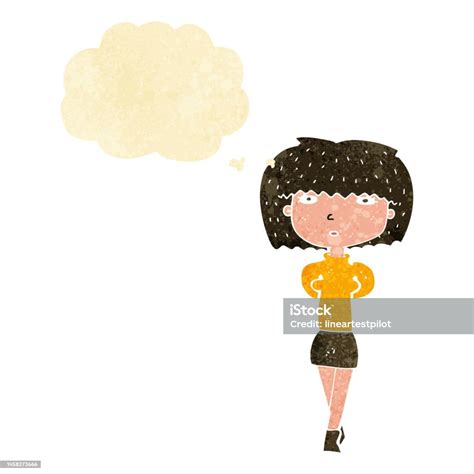 Cartoon Shy Woman With Thought Bubble Stock Illustration Download Image Now Adult Anxiety