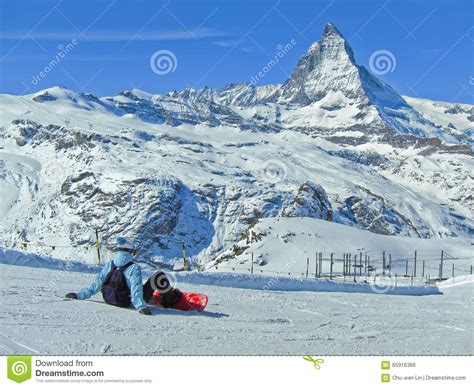 Matterhorn with Some Skiers Skiing Editorial Photo - Image of alpine ...