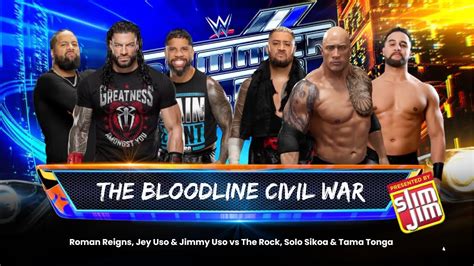 The Bloodline Civil War Roman Reigns The Usos Vs The Rock Solo