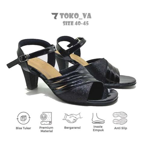 Promo Wolfs Sepatu Sandal Heels Wanita Hak 5cm Ukuran Jumbo Besar No