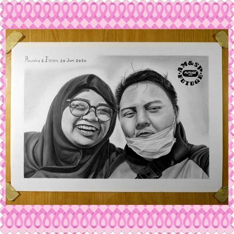 Jual Lukis Sketsa Couple Wajah Hitam Putih A X Cm Shopee