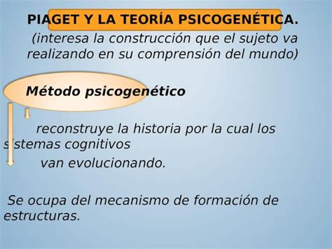 Ppt Piaget Y La Teor A Psicogen Tica Interesa La Construcci N Que