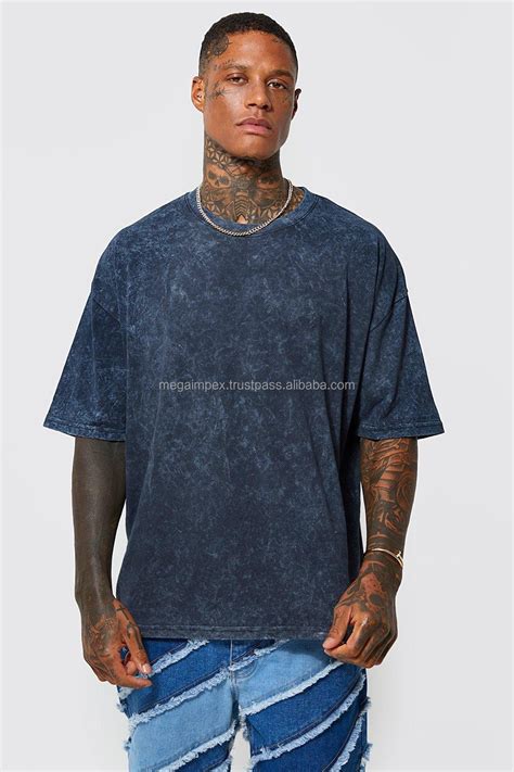 Wholesale 100 Cotton Acid Wash Vintage Oversize T Shirt Custom