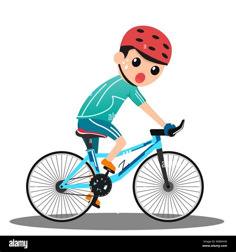 Radrennfahrer In Aktion Cartoon Mann Radfahren Editable Vector