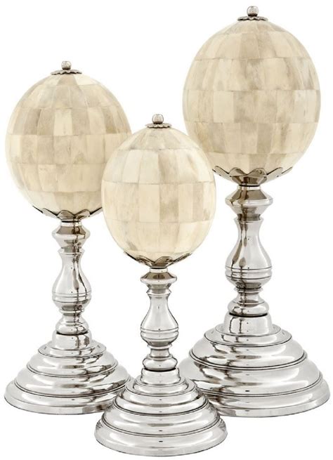Casa Padrino Luxus Deko Set Naturfarben / Silber - 3 Eier aus ...