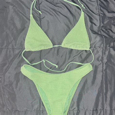 Green La Hearts Pac Sun Bikini Top Size Xs Bottoms Depop