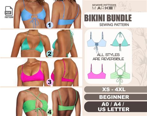 Bikini Sewing Pattern Beginner XS 4XL Womens Swimsuit Pattern Bathing Suit Digital Patterns