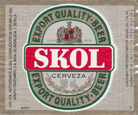 Skol Pale Lager 25 cl bottle 4 5 ABV Grupo Cruacampo España label