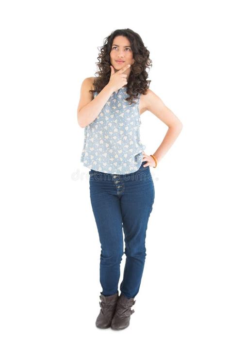 Thoughtful Beautiful Brunette Posing Stock Photo Image Of Fashion