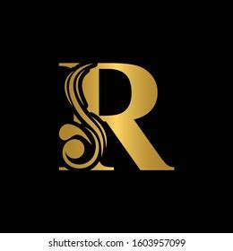 Gold Letter R Vintage Golden Flower Stock Vector Royalty Free