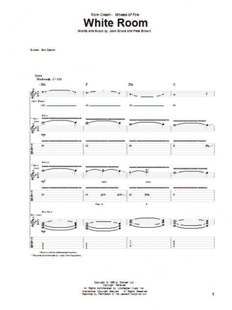 White Room Guitar Tab Print Sheet Music Now