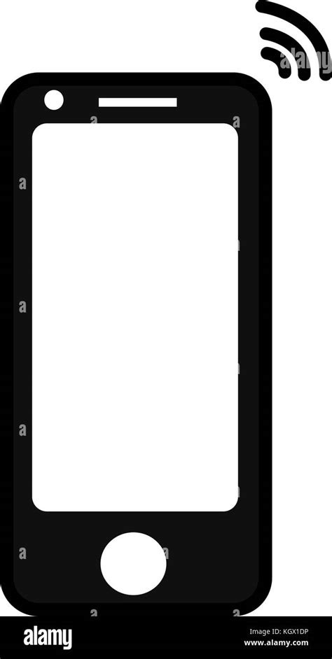 Simple black mobile phone icon with signal symbol on a white background ...