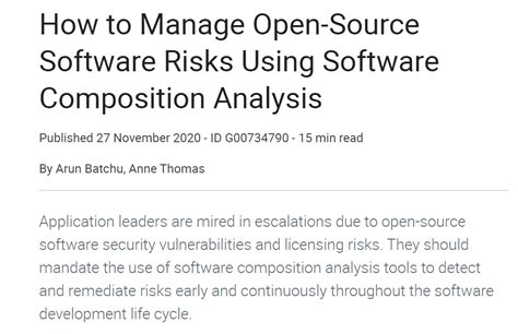 How To Manage Open Source Software Risks Using Software Composition Analysis