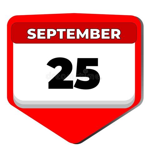 25 September Vector Icon Calendar Day 25 Date Of September Twenty