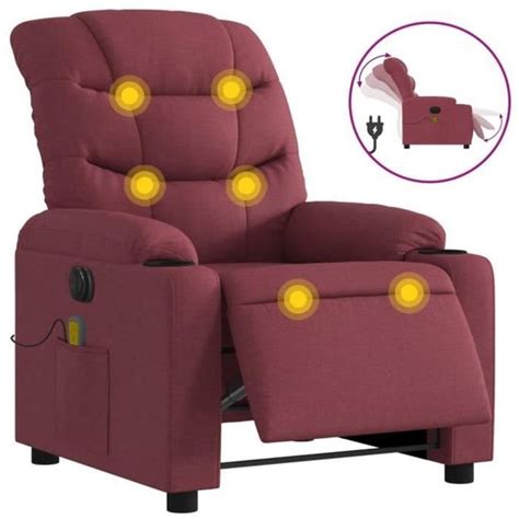 Fauteuil De Massage Inclinable Lectrique Rouge Bordeaux Tissu