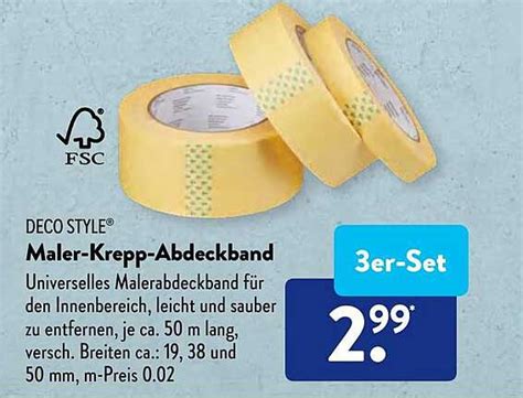 Deco Style Maler Krepp Abdeckband Angebot bei ALDI SÜD 1Prospekte de