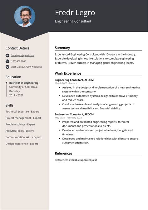 Engineering Consultant Resume Example For