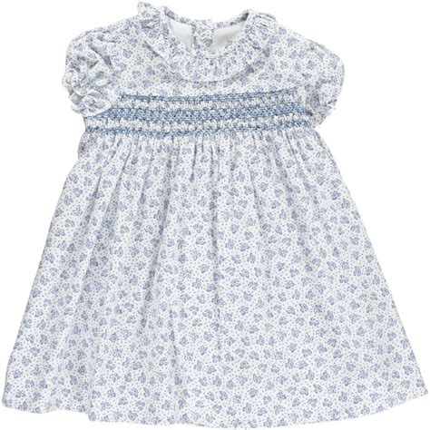 Amaia Kids Shirley Blue Floral Print Smock Dress - Princess Charlotte ...