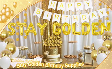 Stay Golden Birthday Party Decoration Happy Birthday Banner