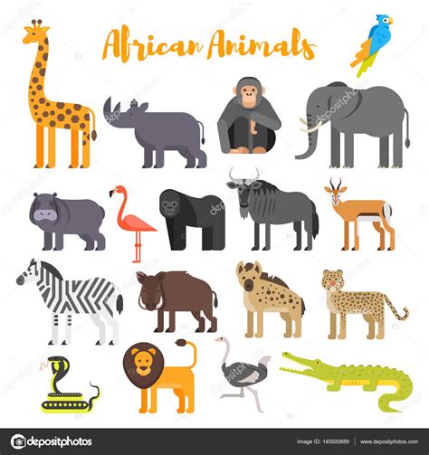 Vector Flat Style Set Of African Animals Stock Vector By ©tkronalter9