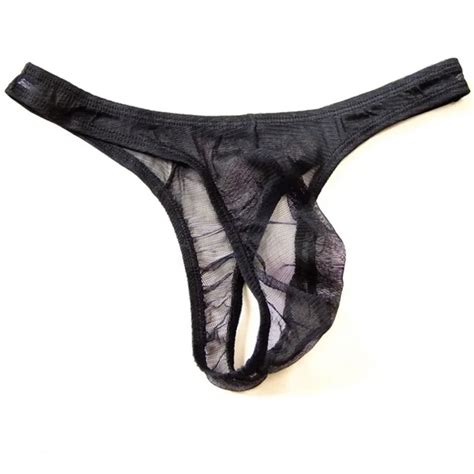 Male Micro Bikini G Strings Low Waist Mens Sexy Transparent Mesh Thongs Swim Bottoms Beach