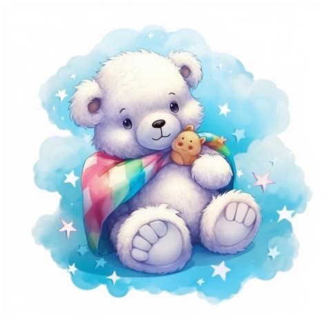 Premium Ai Image A Teddy Bear With A Rainbow And A Rainbow On It