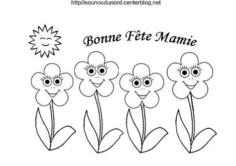 Fleur bonne fête mamie coloriage gommettes et en couleur