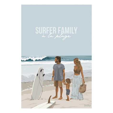 Surfer family à la plage Cartes postales collection Holidays