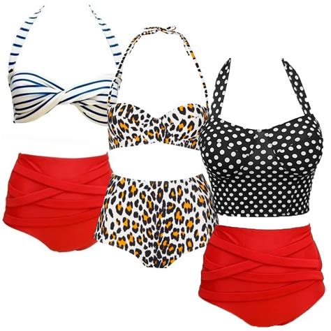 Polka Dot Bandage Swimsuit Retro Vintage Swimsuit Swimwear Pin Up High