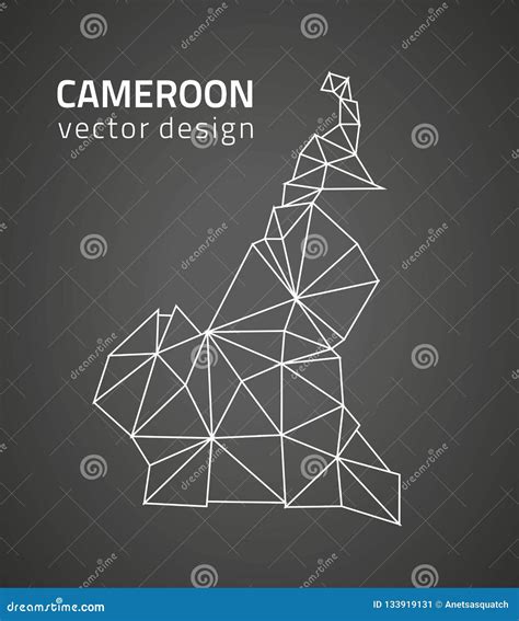 Cameroon Poligonalna Czarna Wektorowa Konturowa Mapa Ilustracja Wektor