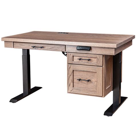 Standing Desks Eastern 52 Adjustable Electric Solid Wood Sit Stand Desk