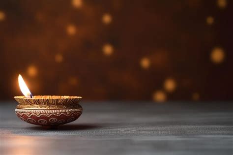 Feliz Festival Indio Tradicional De Diwali O Deepavali Con L Mpara De